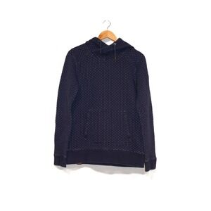 Roxy Navy Blue Dotted Quilted Hoodie Cowl Neck Pocket Womens Soft and Thick